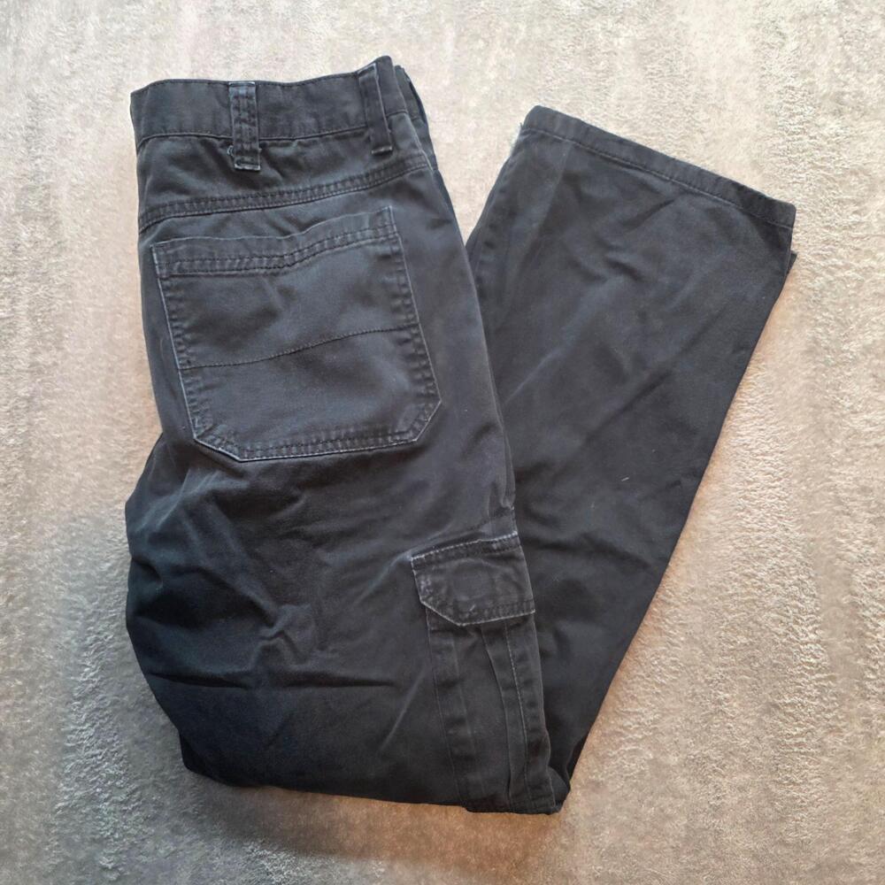 Wrangler Cargo Pants Mens 34x34 Black Relaxed Fit Straight Leg Canvas Workwear